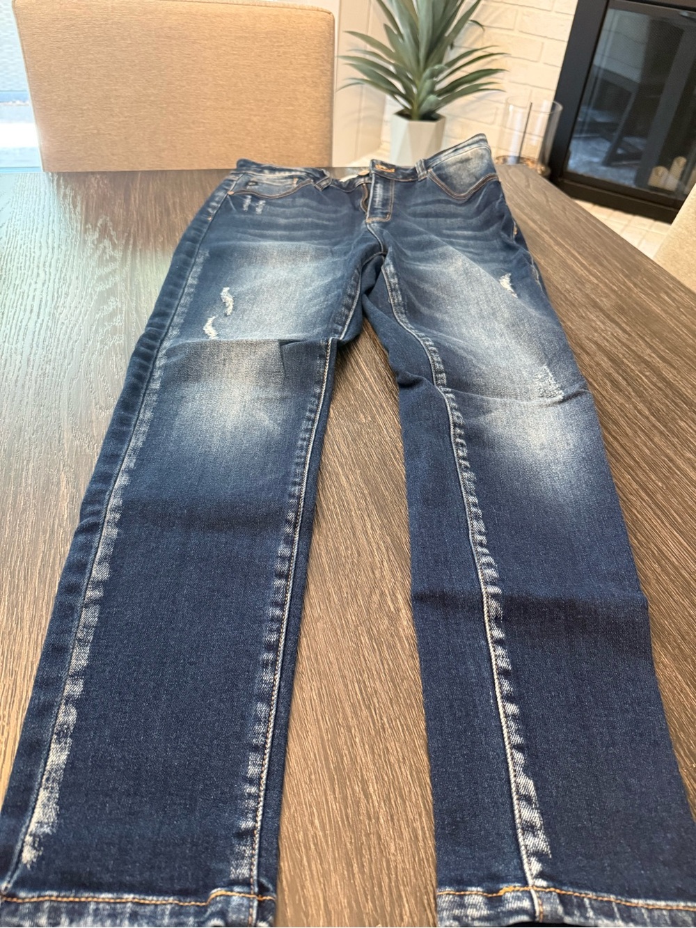 KanCan Dark Blue Skinny Jeans with Faded Wash